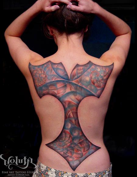 Tattoos - Full Back Fractal Tattoo - 76072